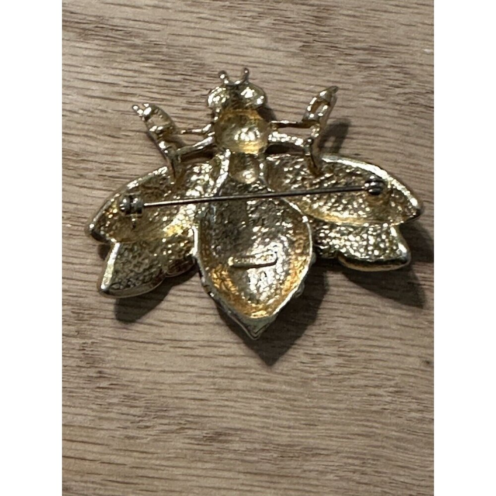 Don-Lin Gold Tone Enamel Bee Wasp Fly Insect Brooch Pin Signed Colorful - Picture 4 of 9